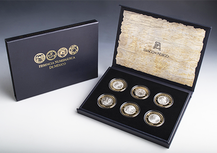 Estuche con monedas de la serie tres de la  coleccin herencia numismtica