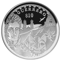 Reverso de la moneda de plata conmemorativa de la Unin de los Estados en una Federacin, segunda fase, emblemtica, Guerrero