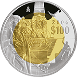 Reverso de la moneda bimet�lica conmemorativa de la Uni�n de los Estados en una Federaci�n, segunda fase, emblem�tica, Guanajuato