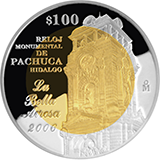 Reverso de la moneda bimetlica conmemorativa de la Unin de los Estados en una Federacin, segunda fase, emblemtica, Hidalgo