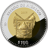 Reverso de la moneda bimet�lica conmemorativa de la Uni�n de los Estados en una Federaci�n, primera fase, her�ldica, Hidalgo