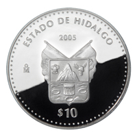Reverso de la moneda de plata conmemorativa de la Uni�n de los Estados en una Federaci�n, primera fase, her�ldica, Hidalgo