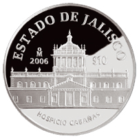 Reverso de la moneda de plata conmemorativa de la Uni�n de los Estados en una Federaci�n, segunda fase, emblem�tica, Jalisco