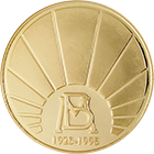 Anverso de la medalla de oro conmemorativa del 70 aniversario del Banco de Mxico