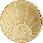 Anverso de la medalla de oro conmemorativa del 70 aniversario del Banco de M�xico