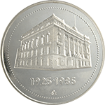 Reverso de la medalla de plata del sesenta aniversario del Banco de Mxico