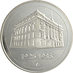 Reverso de la medalla de plata del sesenta aniversario del Banco de M�xico