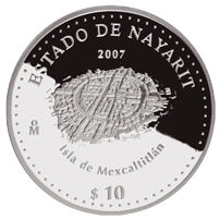 Reverso de la moneda de plata conmemorativa de la Uni�n de los Estados en una Federaci�n, segunda fase, emblem�tica, Nayarit