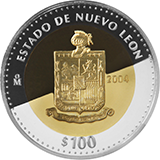 Reverso de la moneda bimet�lica conmemorativa de la Uni�n de los Estados en una Federaci�n, primera fase, her�ldica, Nuevo Le�n