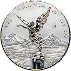Reverso de la moneda en acabado mate brillo de 1 kilogramo de plata de la nueva serie libertad en plata
