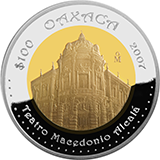 Reverso de la moneda bimet�lica conmemorativa de la Uni�n de los Estados en una Federaci�n, segunda fase, emblem�tca, Oaxaca