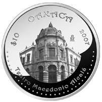 Reverso de la moneda de plata conmemorativa de la Uni�n de los Estados en una Federaci�n, segunda fase, emblem�tica, Oaxaca