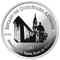 Reverso de la moneda de plata conmemorativa de la Uni�n de los Estados en una Federaci�n, segunda fase, emblem�tica, Quer�taro