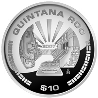 Reverso de la moneda de plata conmemorativa de la Unin de los Estados en una Federacin, segunda fase, emblemtica, Quintana Roo
