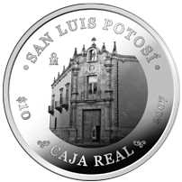 Reverso de la moneda de plata conmemorativa de la Uni�n de los Estados en una Federaci�n, segunda fase, emblem�tica, San Luis Potos�