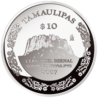 Reverso de la moneda de plata conmemorativa de la Uni�n de los Estados en una Federaci�n, segunda fase, emblem�tica, Tamaulipas
