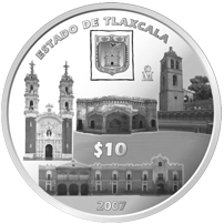 Reverso de la moneda de plata conmemorativa de la Uni�n de los Estados en una Federaci�n, segunda fase, emblem�tica, Tlaxcala