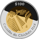 Reverso de la moneda bimet�lica conmemorativa de la Uni�n de los Estados en una Federaci�n, segunda fase, emblem�tica, Yucat�n