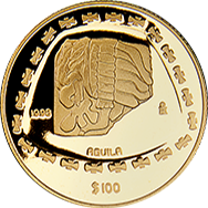 Reverso de la moneda �guila, colecci�n tolteca, Colecci�n Precolombina Oro en acabado espejo