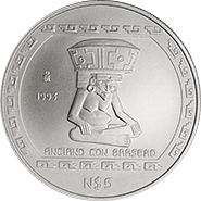 Reverso dela moneda en acabado satn anciano con brasero, coleccin Precolombina, coleccin del centro de Veracruz