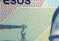 Ejemplo de fondo lineal en el anverso del billete de 20 pesos de la familia F