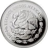 Anverso de la moneda de plata conmemorativa del Fondo Mundial para la Naturaleza, lobo mexicano