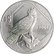 Reverso de la moneda de plata guila arpa de la coleccin monedas y especies