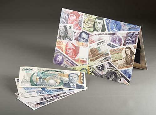 Coleccin de 4 billetes de la familia B en las denominaciones 10, 20, 50 y 100 nuevos pesos