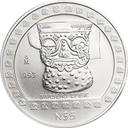 Reverso de la moneda brasero efigie en acabado sat�n, colecci�n azteca, Colecci�n Precolombina plata