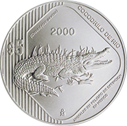 Reverso de la moneda de plata cocodrilo de ro de la coleccin monedas y especies