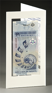 Reverso del especimen conmemorativo del 30 aniversario de la fbrica de billetes del Banco de Mxico