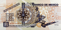 Reverso del especimen conmemorativo del 20 aniversario de la fbrica de billetes del Banco de Mxico