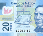 Fragmento del anverso del billete de 20 pesos de la familia F