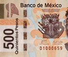 Fragmento del anverso del billete de 500 pesos de la familia F