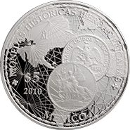 Reverso monedas histricas iberoamericanas de la serie Iberoamericana de plata en acabado espejo