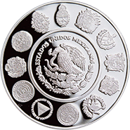 Anverso de la moneda jarabe tapato de la serie Iberoamericana de plata en acabado espejo