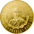 Reverso de la medalla de oro conmemorativa del 5 de mayo de 1862 en 15.75 gramos