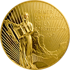 Reverso de la medalla de oro conmemorativa de la Constitucin de 1857 en 37.5 gramos