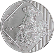 Reverso de la moneda de plata perrito de las praderas de la coleccin monedas y especies