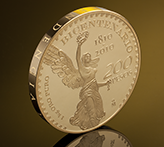 Reverso perfil de la moneda en acabado espejo de 1 kilo de oro, conmemorativa del Bicentenario del inicio de la Independencia de Mxico 