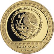 Anverso de la moneda jaguar piedra de los soles, coleccin azteca, Coleccin Precolombina Oro en acabado espejo