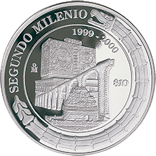 Reverso de la moneda de plata de Mxico durante el segundo milenio de la Coleccin del Milenio