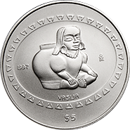 Reverso de la moneda vasija en acabado sat�n, colecci�n precolombina en plata, colecci�n teotihuacana